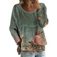 thumbnail image 1 of MEICHEN Womens Long Sleeve Tops Casual Blouses Fall Pleated Trendy Tee Shirts Vacation Fashion Clothes, 1 of 5