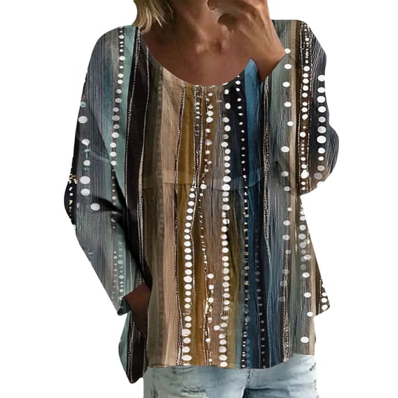 MEICHEN Womens Long Sleeve Tops Casual Blouses Fall Pleated Trendy Tee Shirts Vacation Fashion Clothes