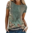 thumbnail image 1 of MEICHEN Womens Summer Tops Pleated Round Neck Short Sleeve Shirts Daily Wear Blouse for Women, 1 of 9