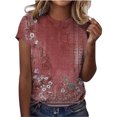 thumbnail image 1 of MEICHEN Womens Summer Tops Trendy Ruched Cap Short Sleeve Tshirts Shirts Crew Neck T Shirts Fashion Clothing, 1 of 4