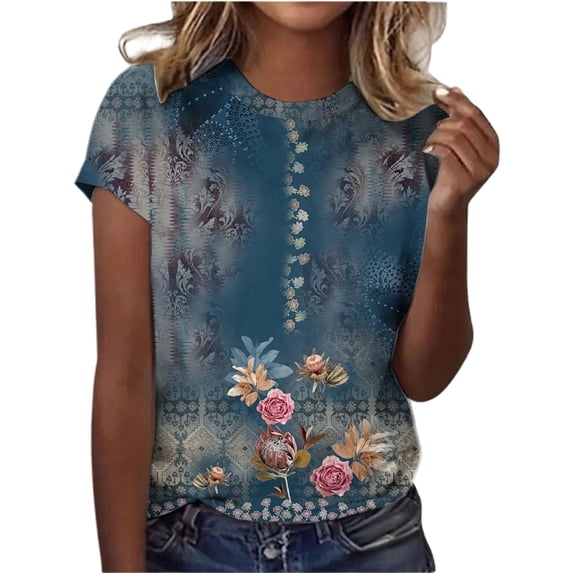 MEICHEN Womens Tops 3/4 Sleeves Travel Oversized T Shirt Women Summer Crewneck Tops Womens 3/4 Sleeve Tops