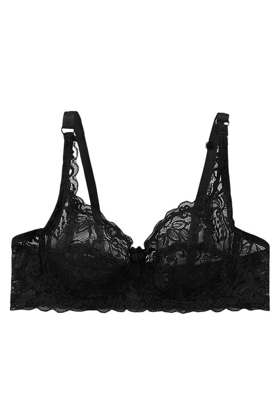 Womens Underwire Bra Lace Floral Bra Unlined Unpadded Plus Size Full Coverage Bra Summer Clothes Fall Fashion Essentials