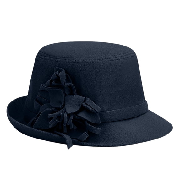 MEICHEN Womens Winter Elegant Cloche Hat Fall Fashion Solid Color Flower Bowler Hat 1920s Accessories for Women Church Party