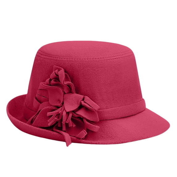MEICHEN Womens Winter Elegant Cloche Hat Fall Fashion Solid Color Flower Bowler Hat 1920s Accessories for Women Church Party