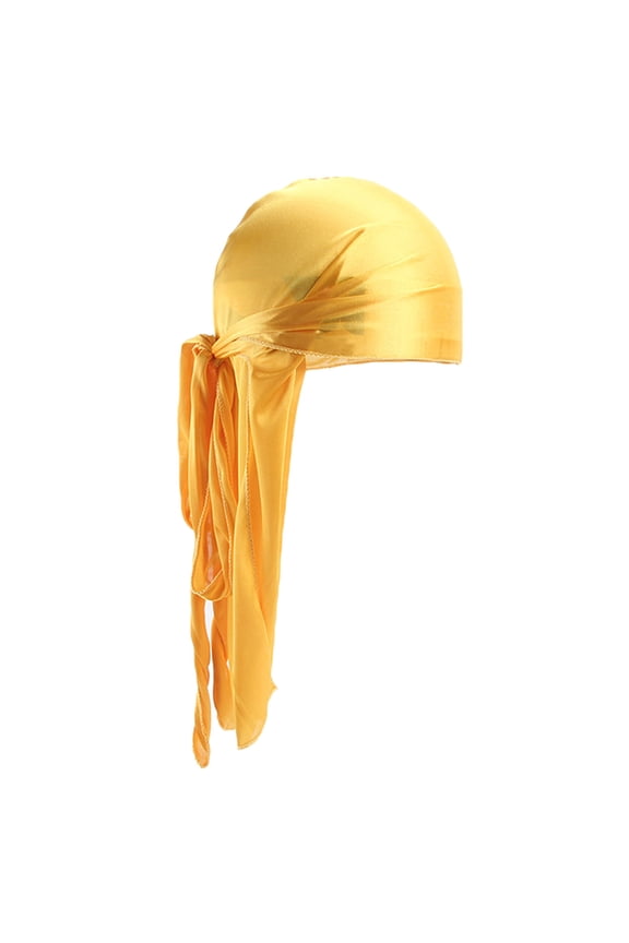 Yellow Headbands for Women, Soft Velvet Durag Headwraps with Long Tail and Wide Straps for Women and Men, Women's Accessories Bandana Headband
