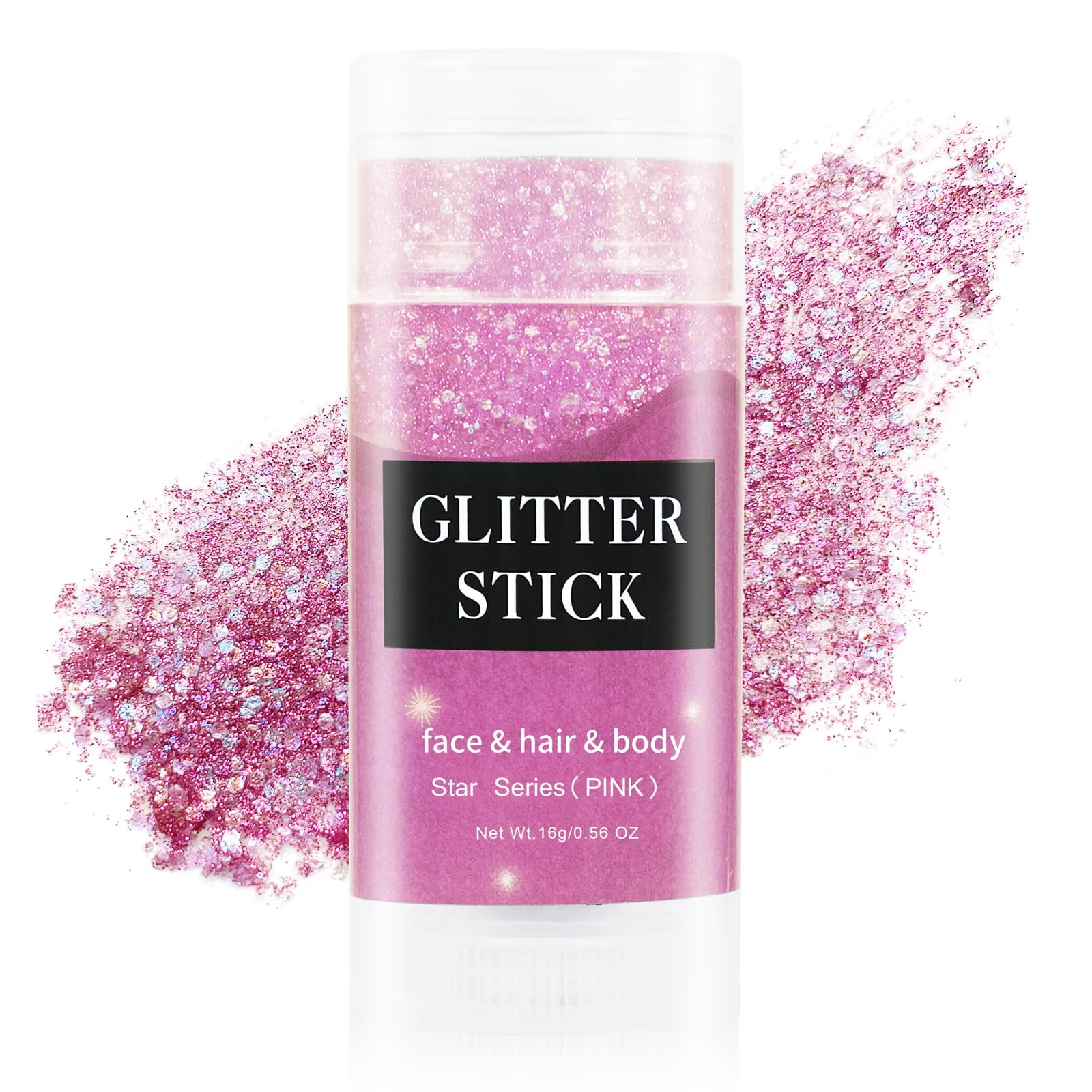 MEICOLY Pink Body Glitter Stick,Waterproof Mermaid Face Glitter Gel