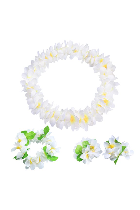 Hawaiian Lei 4Pcs/Set Decorative Vivid Classic Hawaiian Decorations Lei Necklace Bracelets Kit