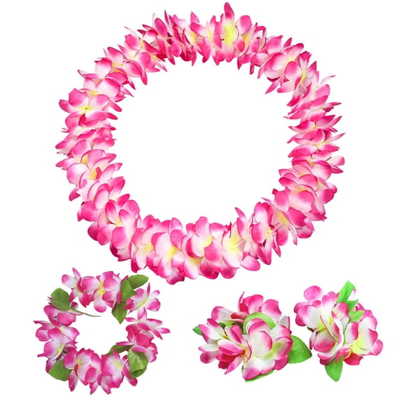 MEIDELI Hawaiian Lei 4Pcs/Set Decorative Vivid Classic Hawaiian Decorations Lei Necklace Bracelets Kit