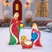 MEIDELI Nativity Scene Statue 1 Set Decorative with LED Light Fashion Christmas Holy Family Statue Garden Lawn Backyard Party