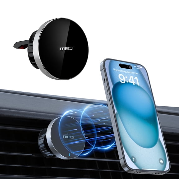MEIDI Magnetic Air Vent Phone Holder for Car, 360° Rotating Universal Cell Phone Mount Compatible with iPhone, Samsung & GPS Devices, Black