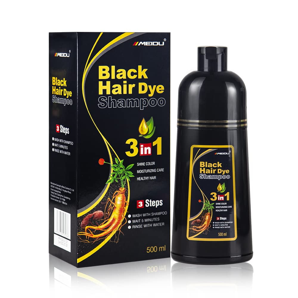 MEIDU Black Hair Dye Shampoo for Gray Hair, SemiPermanent Hair Color