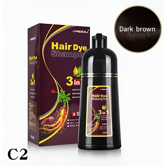 Hair Dye Color Shampoo 3 in 1 Natural Herb (Dark Brown) 500ML