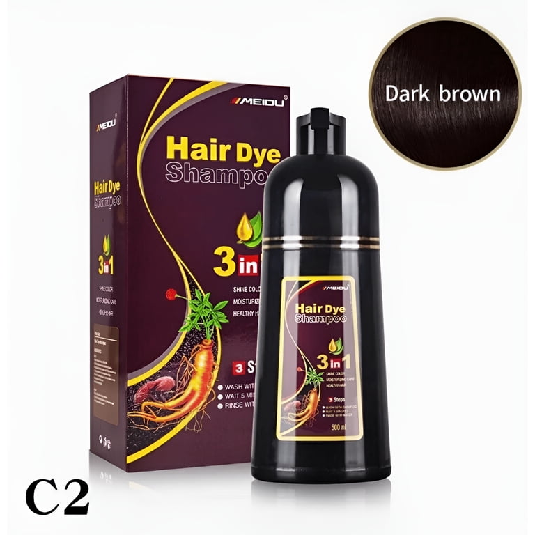 Meidu, Hair Dye Color Shampoo 3 in 1 Natural Herb, 500ML, Dark