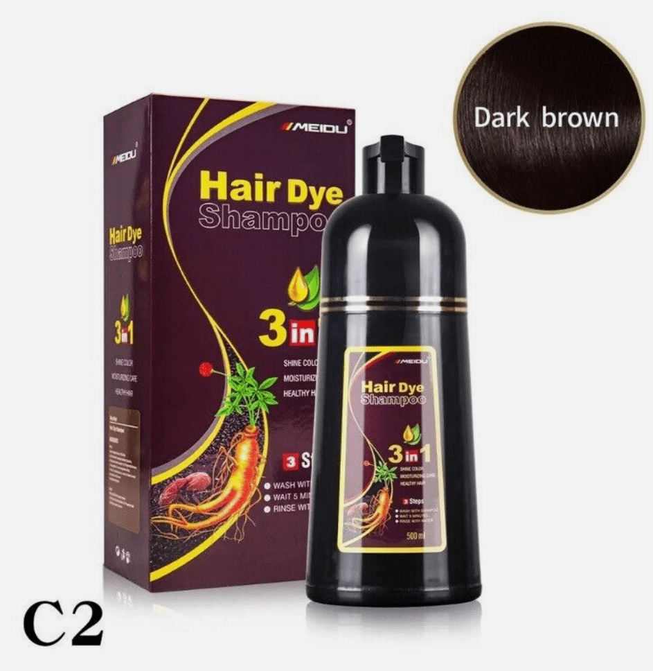 MEIDU Hair Dye Color Shampoo 3 in 1 Natural Herb (Dark Brown) 500ML