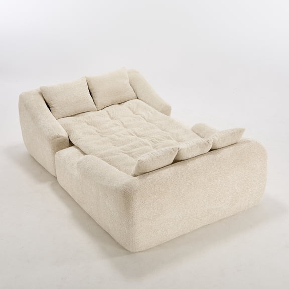 MEIGUGAO 100-Inch 2-Piece Modular Chaise Lounge Sofa Bed,Beige