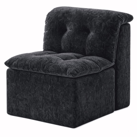 MEIGUGAO Armless Chenille Bean Bag Chair, 31.5-Inch,Black