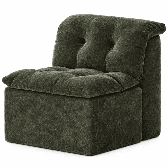 MEIGUGAO Armless Chenille Bean Bag Chair, 31.5-Inch,Emerald