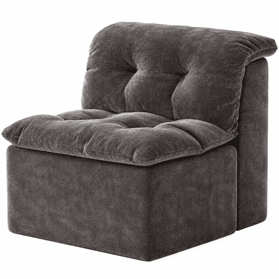 MEIGUGAO Armless Chenille Bean Bag Chair, 31.5-Inch,Grey