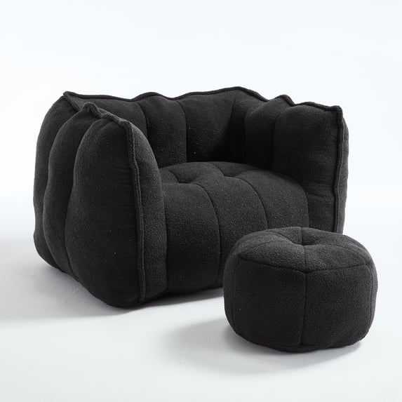 MEIGUGAO Adult Solid Print Oversized Bean Bag Chair, Black