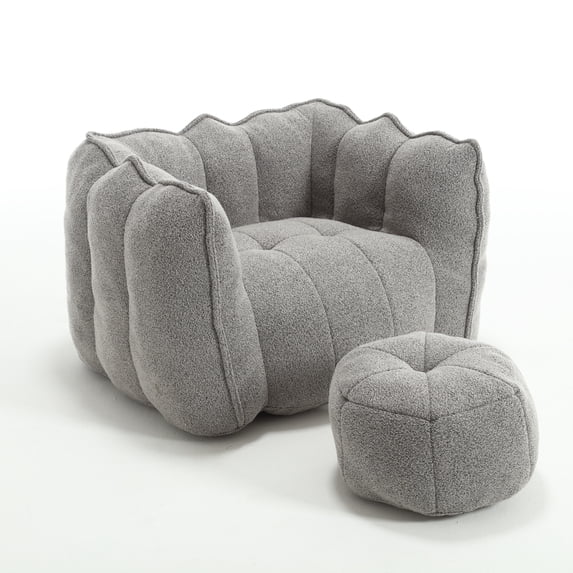 MEIGUGAO Adult Solid Print Oversized Bean Bag Chair, Grey