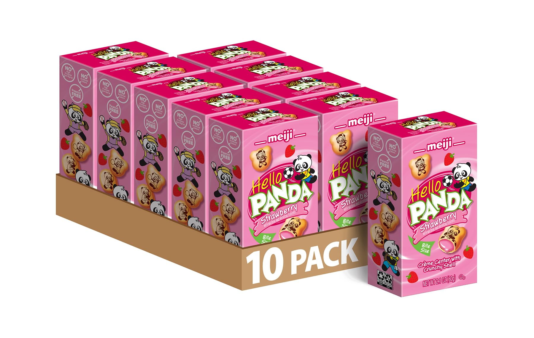 MEIJI Hello Panda Cookies, Strawberry CrÃ¨me Filled - 2.1 oz, Pack of ...