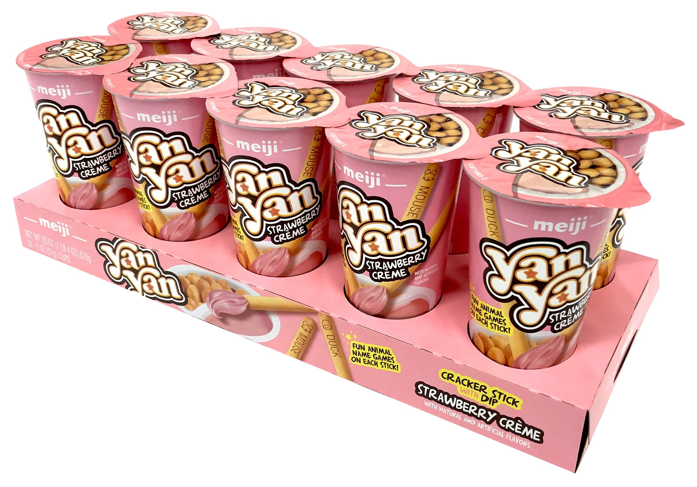 MEIJI Yan Yan Dipping OIF8 Sticks, Strawberry Crème 2 oz, Pack of 10