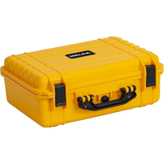 MEIJIA Portable All Weather IP67 Waterproof Hard Case with Foam,Fit Use of Drones,Camera,Equipments,Pistols,Yellow,18.5 x14.06x6.93inches