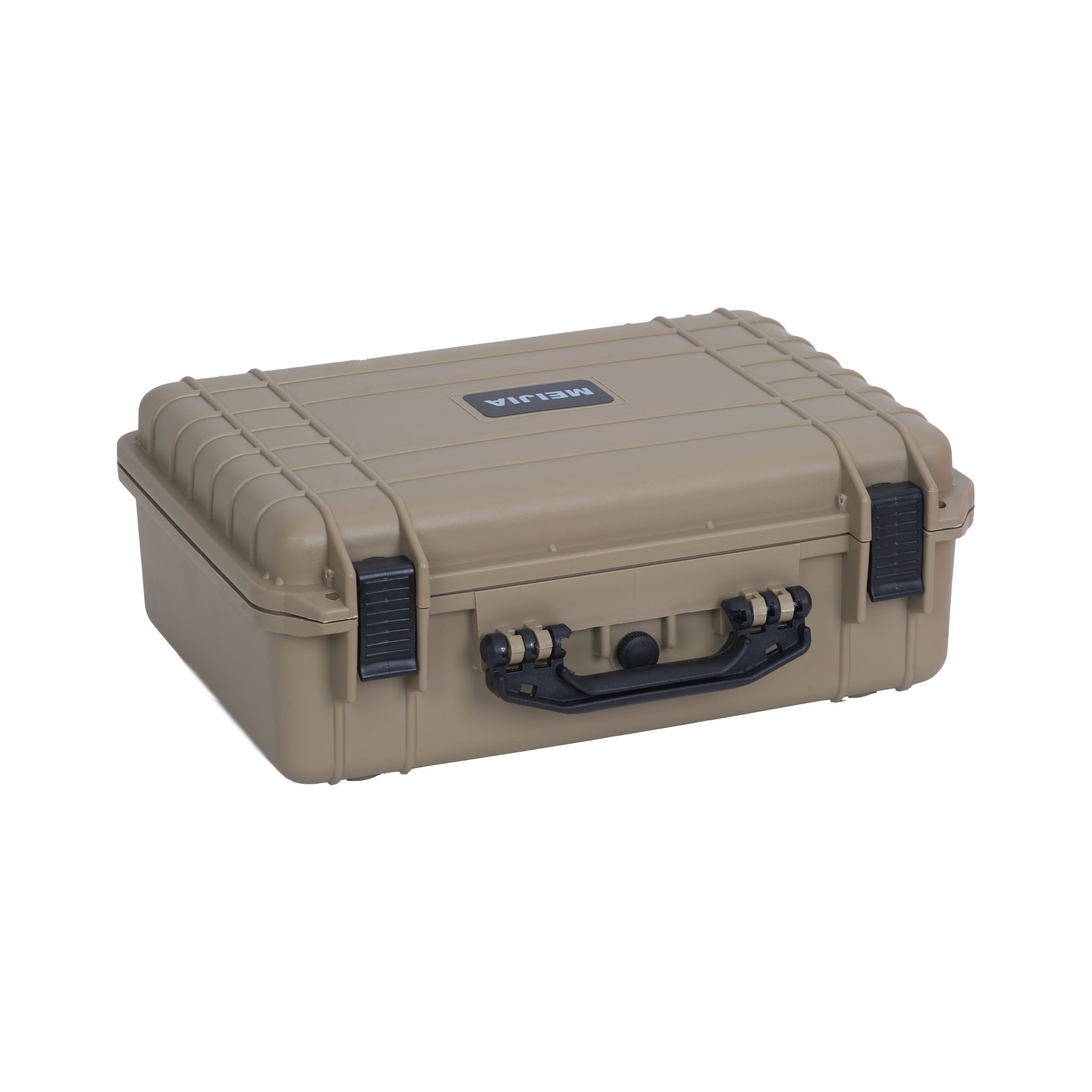 MEIJIA Portable All Weather IP67 Waterproof Hard Case with Foam,Fit Use of Drones,Camera,Equipments,Pistols,Desert Tan,18.5 x14.06x6.93inches