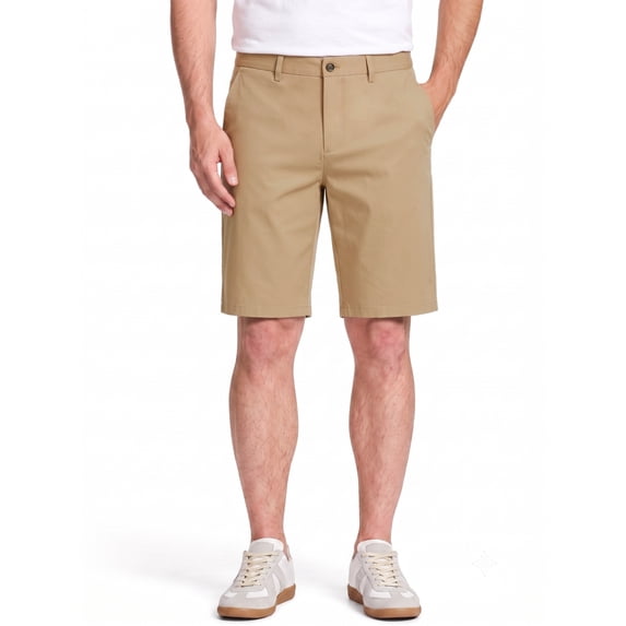 MEILIHUA Men's 9" Inseam Flat Front Golf Shorts, Tailored Fit Casual Chino Shorts with Stretch Waistband