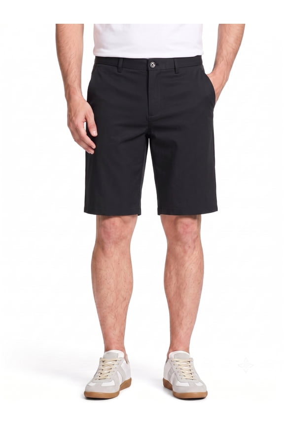Men's 9" Inseam Flat Front Golf Shorts, Tailored Fit Casual Chino Shorts with Stretch Waistband