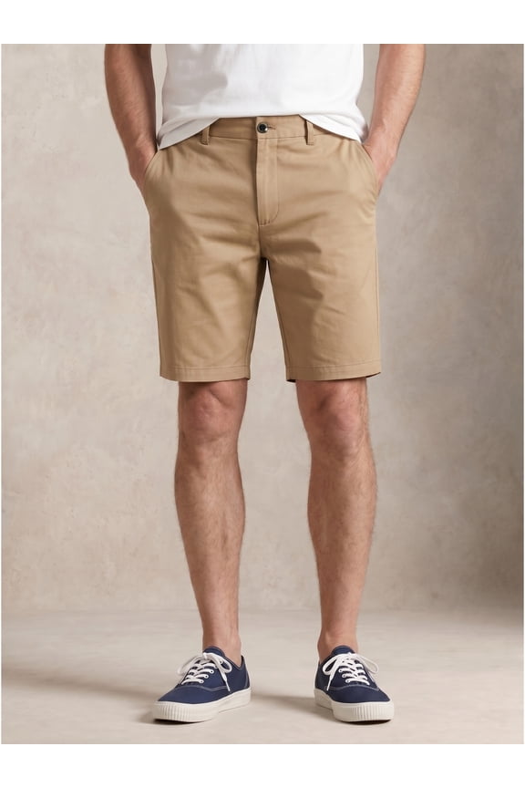Men's 9" Inseam Flat Front Golf Shorts, Tailored Fit Casual Chino Shorts with Stretch Waistband