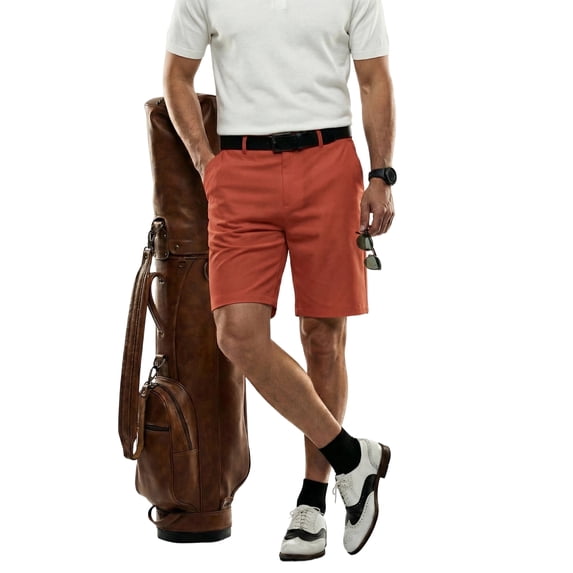 MEILIHUA Men's 9" Golf Shorts with Hidden Expandable Waist, Flat Front Dress Shorts, Lightweight Performance Bermuda