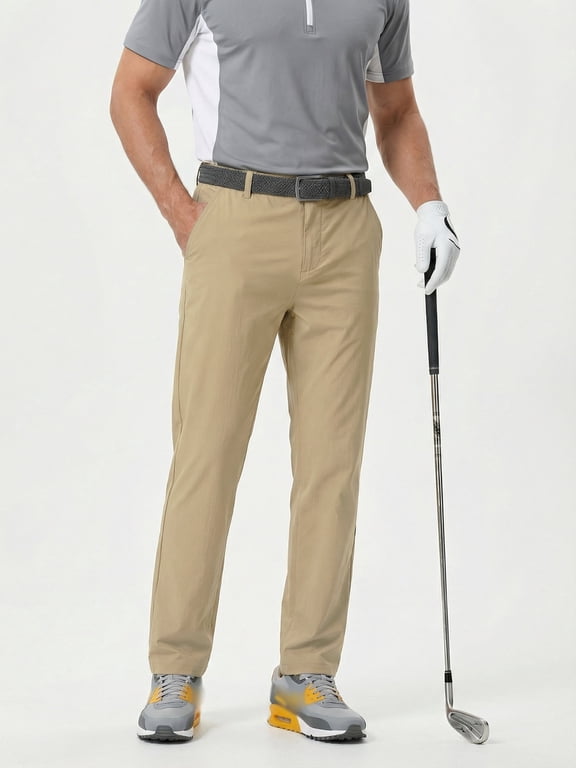 Men's Lightweight Golf Pants Quick Dry 4-Way Stretch Polyamide Athletic Casual Trousers with Elastic Waist