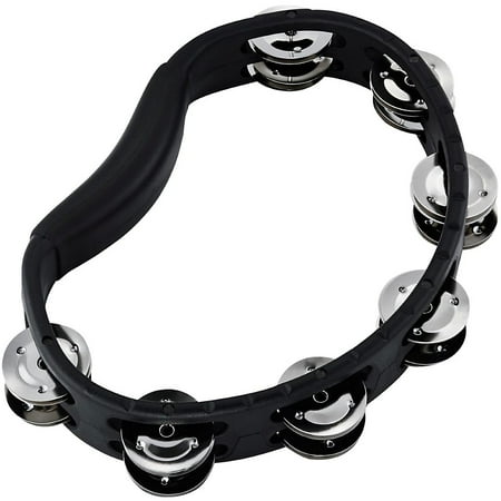 MEINL Handheld Guiro Tambourine with Double Row Steel Jingles Black
