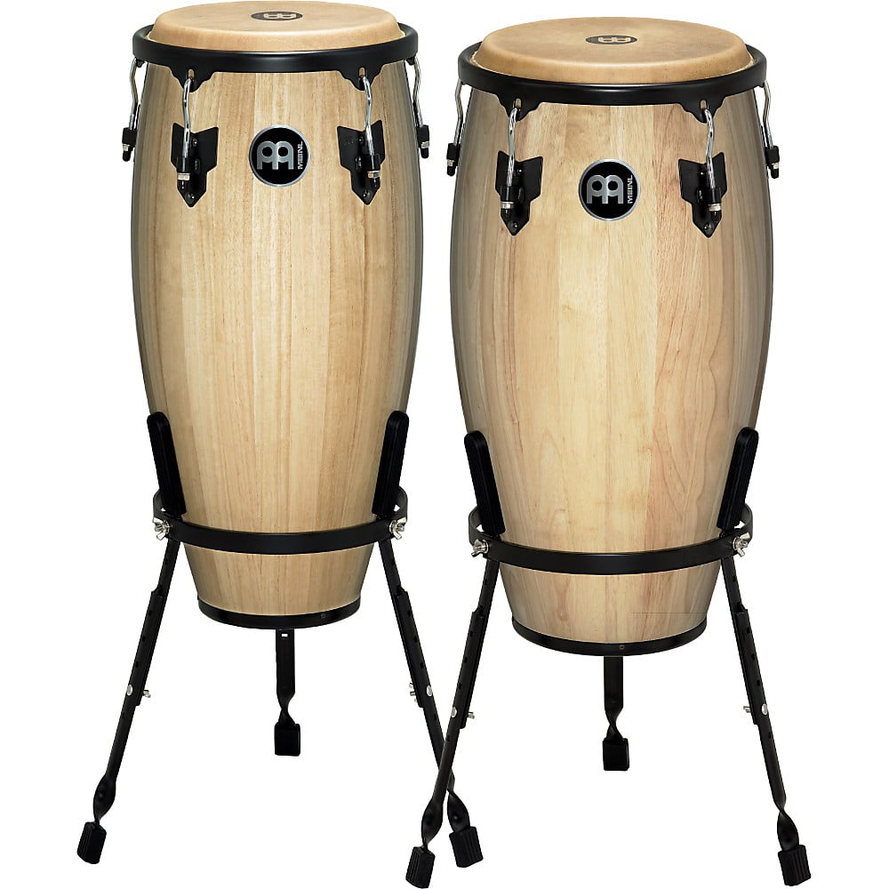 LP Junior Wood Congas with Chrome Hardware and Stand Natural LP Junior Wood Congas with Chrome Hardware and Stand Natural