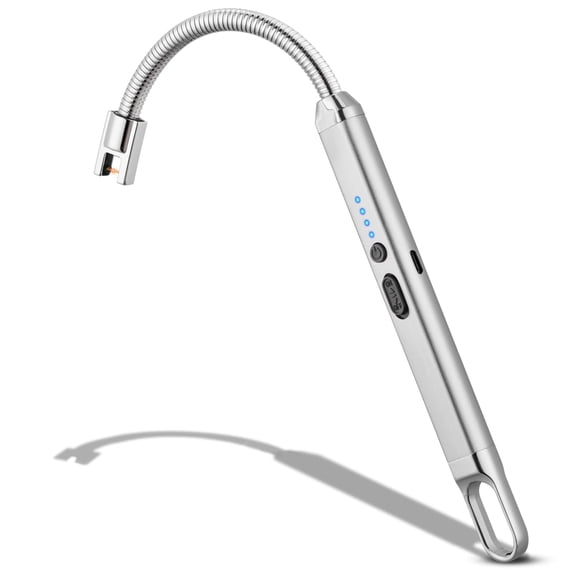 MEIRUBY Lighter Electric Lighter Candle Lighter Rechargeable USB Lighter Arc Lighters for Candle Camping BBQ Sports Fan Tools Lighter (Silver)