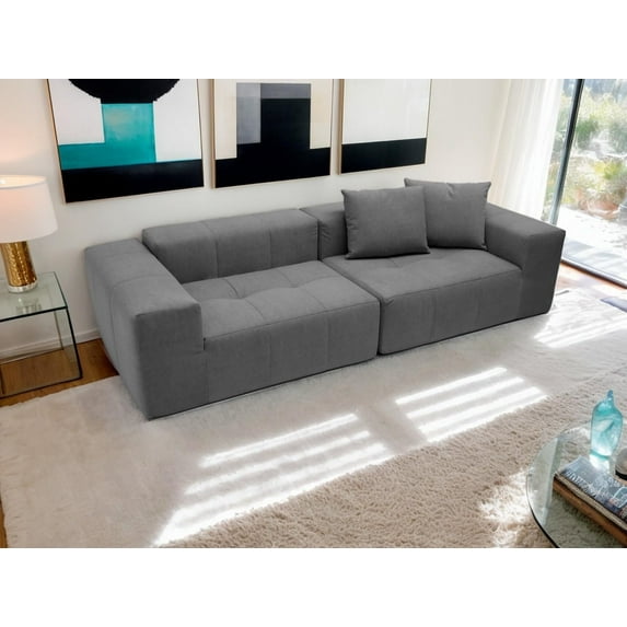 MEISIMAN Cloud Couch, Soft Velvet Modular Sectional Sofa - Couches for Living Room, Compressed Foam & Easy Move Lightweight Design Furniture for Modern Living Spaces, No Assembly Required (Gray)