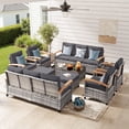 thumbnail image 1 of MEISSALIVVE 10 Pieces Outdoor Patio Furniture Sets, Wicker Patio Conversation Sets with 2 Wood Armrests Swivel Glide Chairs,2 Single Chairs, Outdoor Couch and Coffee Table(Gray), 1 of 10
