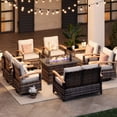 thumbnail image 1 of MEISSALIVVE 10 Pieces Patio Furniture Sets with Fire Pit Table, Wicker Outdoor Conversation Sets with 4 Swivel Rocker Chairs, 2 Single Chairs, 2-seat Sofa and Side Table(Brown), 1 of 8