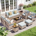 thumbnail image 1 of MEISSALIVVE 10 Pieces Patio Furniture Sets,Wicker Patio Conversation Sets with 4 Wood Armrests Swivel Glide Chairs, 2 Ottoman, 3-seat Sofa and Coffee Table (Blue), 1 of 10