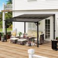 thumbnail image 1 of MEISSALIVVE 10' x 12' Hardtop Wall Mounted Gazebo Pergola, Lean-to Metal Awning with Sloped Roof, Outdoor Shelter for Patio, Deck, Backyard, Black, 1 of 10