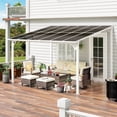 thumbnail image 1 of MEISSALIVVE 10' x 12' Hardtop Wall Mounted Gazebo Pergola, Lean-to Metal Awning with Sloped Roof, Outdoor Shelter for Patio, Deck, Backyard, White, 1 of 9