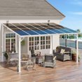 thumbnail image 1 of MEISSALIVVE 10' x 14' Hardtop Wall Mounted Gazebo Pergola, Lean-to Metal Awning with Sloped Roof, Outdoor Shelter for Patio, Deck, Backyard, White, 1 of 10