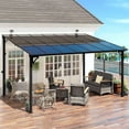 thumbnail image 1 of MEISSALIVVE 10' x 14' Hardtop Wall Mounted Gazebo Pergola, Lean-to Metal Awning with Sloped Roof, Outdoor Shelter for Patio, Deck, Backyard, Black, 1 of 11
