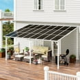 thumbnail image 1 of MEISSALIVVE 12' x 16' Hardtop Wall Mounted Gazebo Pergola, Lean-to Metal Awning with Sloped Roof, Outdoor Shelter for Patio, Deck, Backyard, White, 1 of 11
