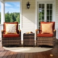 thumbnail image 1 of MEISSALIVVE 3 Piece Outdoor Swivel Rocking Chairs, Patio Furniture Bistro Set with 360° Wood Armrests Swivel Glide Chairs and Side Table for Deck Yard and Poolside (Red), 1 of 8
