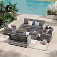 thumbnail image 1 of MEISSALIVVE 7 Pieces Patio Furniture Set with Swivel Chair, Wicker Patio Sofa, Rattan Conversation Set with Three-seat sofa, 2 Ottomans and Loveseat for Lawn Backyard (Gray), 1 of 8