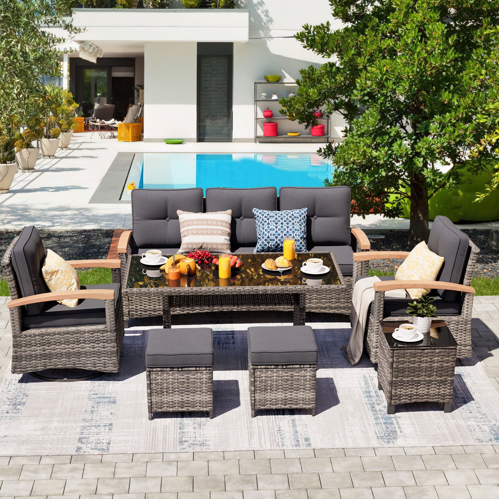 MEISSALIVVE 7 Pieces Patio Furniture Set with Dining Table