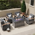 thumbnail image 1 of MEISSALIVVE 7 Pieces Patio Furniture Sets with Fire Pit Table, Wicker Outdoor Conversation Sets with 4 Swivel Rocker Chairs and Side Table(Grey), 1 of 7