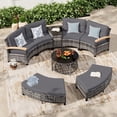 thumbnail image 1 of MEISSALIVVE 8-Piece Half-Moon Curved Outdoor Patio Furniture Set, Sectional Conversation Sofa with 2 Half-Moon Ottomans, Coffee & Side Tables for Backyard Deck Garden, Gray, 1 of 9